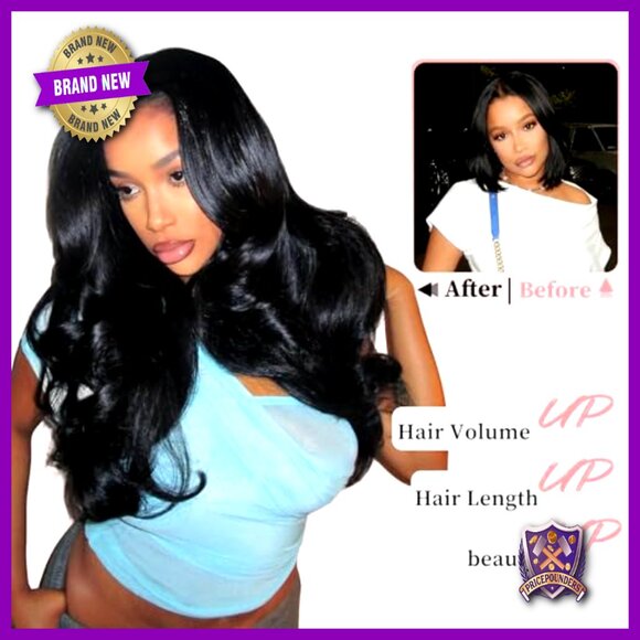Body Wave Human Hair Extensions 20-24 Inch 3 Bundles with 5x5 HD Lace Closure main image 5